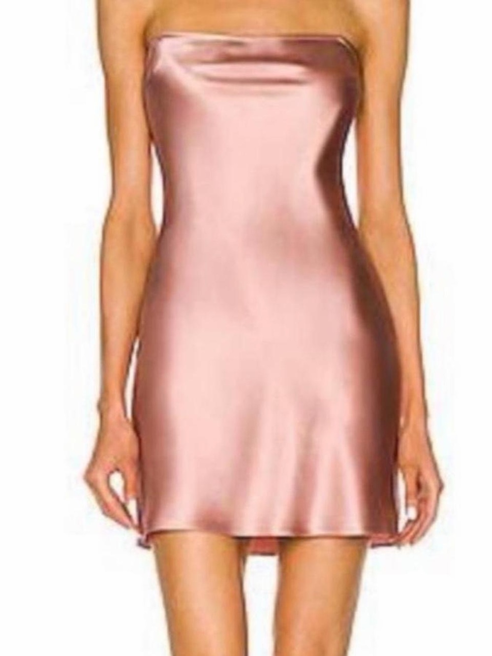 Fleur du Mal Strapless Satin Mini Dress in Rose Gold